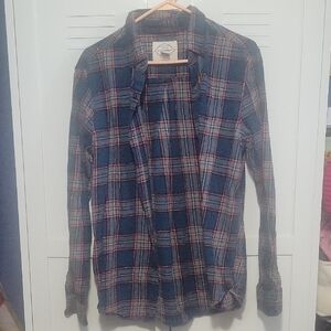 St. John's Bay Blue and Red Plaid Button Down Shirt